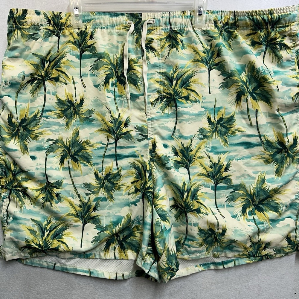 Old Navy Swim Trunks Board Shorts Green Palm Print Size 4XL